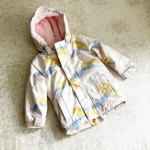 Cat & Jack Girls 18 Mos Playground Parka Jacket Hooded Abstract Print Pink Blue
